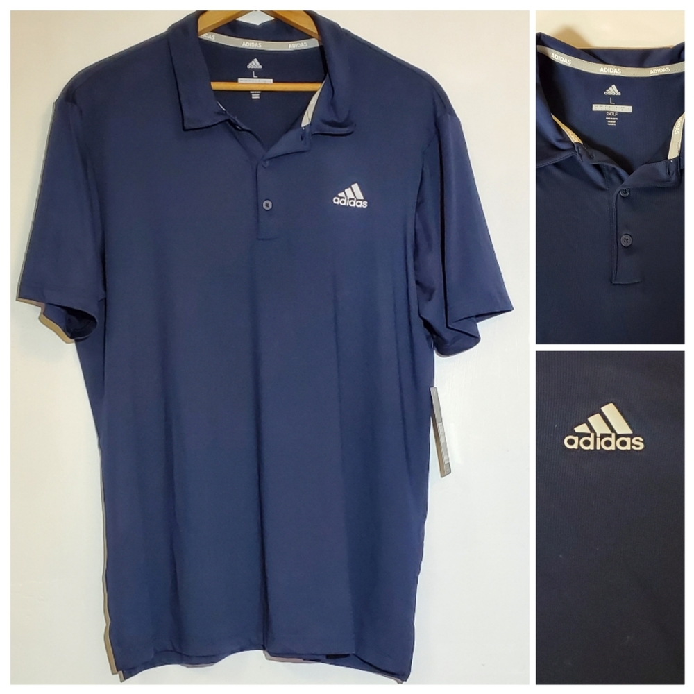 NWT ADIDAS men's t-shirt / solid golf polo / blue